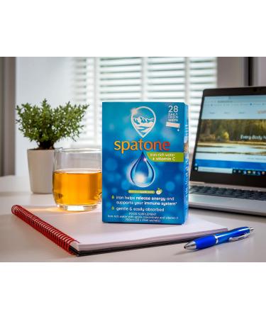 Spatone Natural Liquid Iron Supplement Apple Flavour with Vitamin C | High Absorption for Energy & Immunity | Men, Women, Pregnancy | Gentle on the Stomach | 28-Day Supply - Buy Online on GoSupps.com