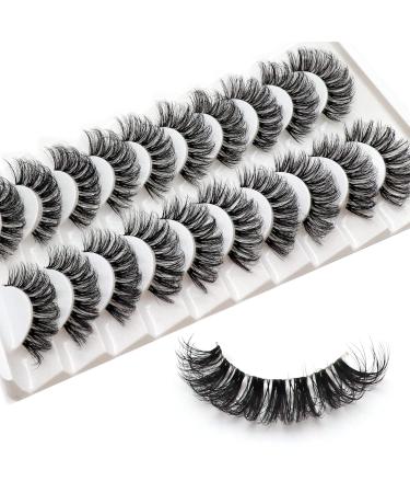 Losha Lashes D Curl Russian Strip Lashes | Fluffy False Eyelashes 10 Pairs Pack with Clear Band | DT01 - Buy Online on GoSupps.com