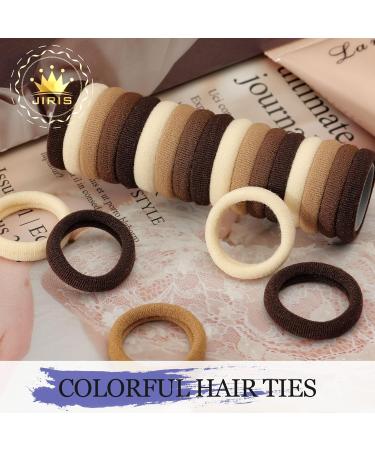 100PCS Brown Cotton Hair Ties - Seamless Thick Elastic Ponytail Holders for Women Kids & Babies | No Crease No Damage - Buy Online on GoSupps.com