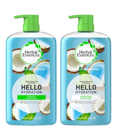 Herbal Essences Moisturizing Shampoo and Conditioner Set, Paraben Free, Hello Hydration, Safe for Color-Treated Hair, Coconut, Blue, 29.2 fl oz