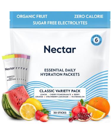 Nectar Hydration Powder Packets - Organic Electrolyte Powder - No Sugar or Calories - Daily IV Hydrate Packets for Dehydration Relief and Rapid Rehydration (Variety 30 Hydration Packets) Variety 30 Count (Pack of 1) - Buy Online on GoSupps.com
