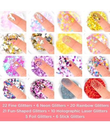 Horizon Group USA 90-Pack Glitter Set - Fine, Chunky, Neon Glitter in Various Shapes for Crafts, Slime, Epoxy, Tumblers - Body Glitter Included - Buy Online on GoSupps.com