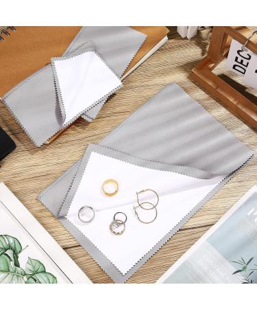 8-Piece Large Jewelry Polishing Cloth Set for Gold, Silver, Platinum - 11 x 14 Inch and 6 x 8 Inch - Grey/White - Buy Online on GoSupps.com