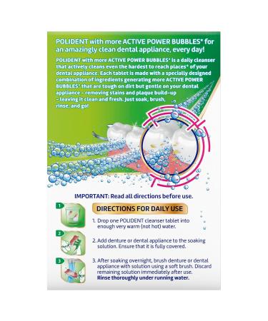 Polident Overnight Whitening Antibacterial Dental Appliance Cleanser Tablets, 60 Count - Buy Online on GoSupps.com