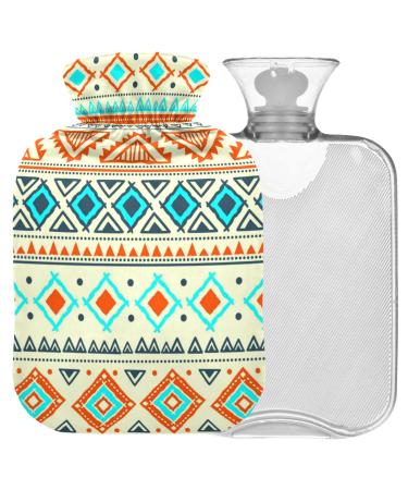 Naanle ethnic geometric hot water bottle with reference warm and cold therapy Transparent hot water bottle 2l large hot hot water bottle for bed hand feet heat pain relief