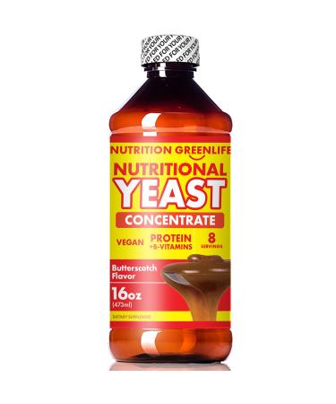 Nutritional Yeast Concentrate by Nutrition Greenlife (16 fl oz) with Vitamin B-12 Beta Glucan Amino Acids | Butterscotch Flavor