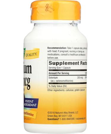 Nature's Way Selenium 200mcg 100 Capsules - Essential Antioxidant Supplement - Buy Online on GoSupps.com