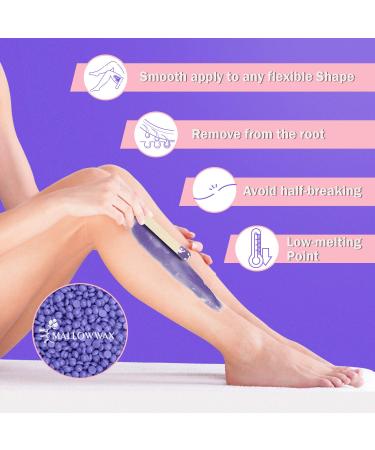 Mallowwax Hard Wax Beads - 1 LB Refill for Bikini Brazilian Wax - Lavender Scented Waxing Beads for Coarse Body Hair - Ideal for Eyebrow, Legs, and Underarms - Buy Online on GoSupps.com
