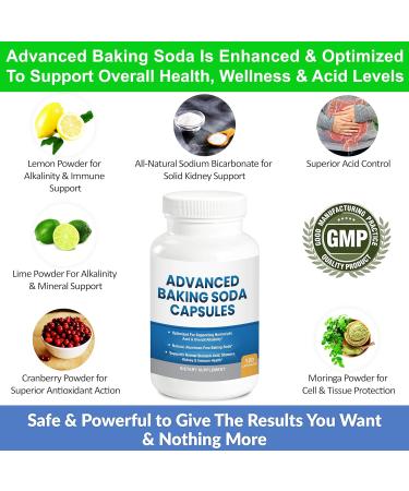 Advanced Baking Soda Capsules: Organic Use Aluminum Free Baking Soda w/Superfoods to Support Kidneys Stomach Acid Alkalinity Immune Antacid Health & Wellness Organic Use - Buy Online on GoSupps.com