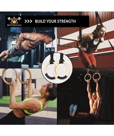 Bestprice4U2 Gymnastic Rings with Adjustable Straps - Fitness Rings for Full Body Workout - Calisthenics Ring Set with Anti-Slip Grip Tape & Carry Bag - Buy Online on GoSupps.com
