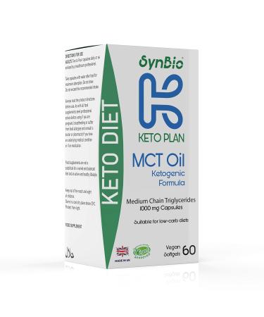 SynBio Keto Plan - MCT Oil 1000mg 60 Softgel Capsules | Vegan | Low-carb Diets | Ketosis Diet | No Aftertaste | Keto Diet Supplement | UK Sustainably Sourced from Coconut