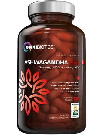 Ashwagandha Organic Capsules Clinical Strength 1300 mg with KSM-66 Ashwagandha Extract - 120 Vegan Capsules - Natural Stress Relief Supplement