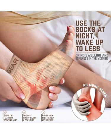 Physix Gear Plantar Fasciitis Ankle Socks - Arch Compression Sleeve for Men & Women - Achilles Support, Heel Spurs, Swelling Relief - L/XL 1 Pair (Beige Nude) - Buy Online on GoSupps.com