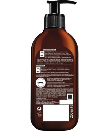 L'Or al Paris Men Expert - Barber Club 3 in 1 Shampoo for Beard Hair and Face 400 ml (2 units of 200 ml each) - Buy Online on GoSupps.com