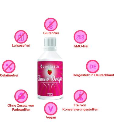 Foodtastic Flavor Drops Strawberry 50ml | Calorie-Free Sugar-Free Aroma | Flavrops Taste Enhancer - Buy Online on GoSupps.com