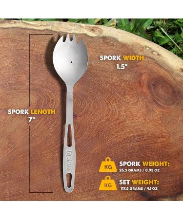 Tapirus Stainless Steel Classic Sporks Set of 4 - Camping, Hiking, Backpacking - Heavy Duty, Fire Proof - Long Handle, Reusable, Travel Case - Buy Online on GoSupps.com