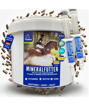 Mineral feed for horses, biotin zinc, selenium, brewer's yeast, nutritional supplement for horses with manganese and magnesium + amino acids, vitamin B complex, coat changer