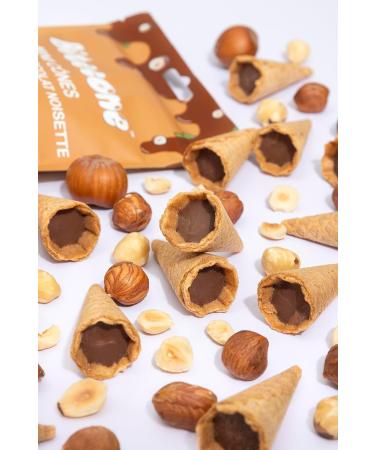 BITECONE - Ice Cream Cone | Mini Filled Cones | Pack of 5 Bags | 100% French Brand | Made in Brittany | Snacks with Sustainable Cocoa | Palm Oil Free | 500g (Chocolate Hazelnut) - Buy Online on GoSupps.com
