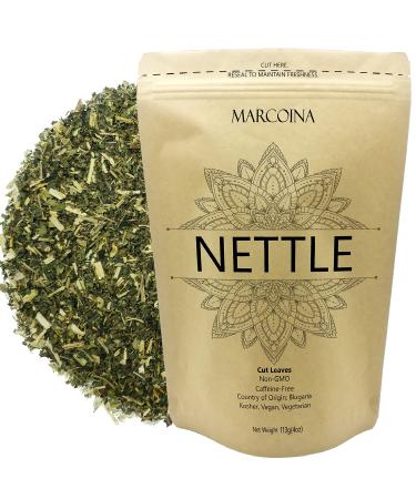 Marcoina Nettle Leaves Herbal Tea - Caffeine-Free Cut Leaf 113g(4oz) Origin from Bulgaria Premium Quality in Resealable Bag NETTLE Leaves Cut 113-g. / 4-oz.
