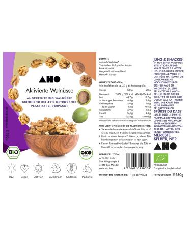 Shop AHO Activated Walnuts 180g - Premium Quality Crunchy & Healthy Snack for International Shipping - Buy Online on GoSupps.com