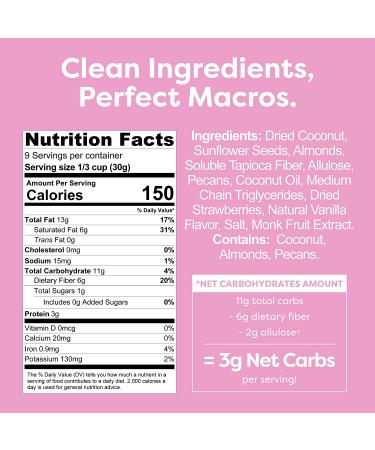 Kiss My Keto Strawberry Vanilla Granola 9.5 oz - Low Carb, Keto-Friendly Snack - Buy Online on GoSupps.com
