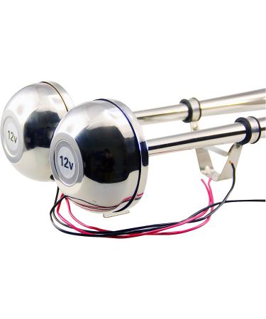 Stainless Steel Electric Dual Trumpet Horn Set 12V-150db for Pontoon RV Car Truck Boat - Buy Online on GoSupps.com
