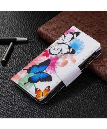 Miago Colorful Butterfly Flower Leather Case for Huawei Y5 2019 - 9 Card Slots Zip Flip Wallet Cover - Buy Online on GoSupps.com