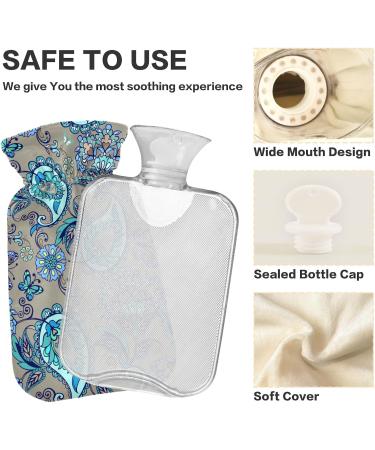 Shop Naanle Paisley Flower Ethno Heat Bottle - Transparent 1L Hot Water Bottle for Bed & Pain Relief | Ideal for Hands & Feet | Heat & Cold Therapy - Buy Online on GoSupps.com