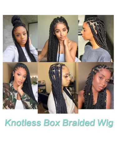 Humistwbiu Full Double Lace Front Box Braid Wig 36 Inch for African American Women - Lightweight Synthetic Hand Braided Wig with Baby Hair - Japan-made - Black (1B) - Buy Online on GoSupps.com