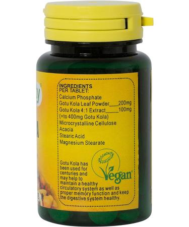 Veganicity Gotu Kola 600mg : Women's Health Herbal Supplement - 60 Tablets in a Planet-Friendly 99% Recycled Pot - Buy Online on GoSupps.com