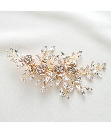 SWEETV Rhinestone Bridal Hair Comb - Light Rose Gold Wedding Hair Clip for Brides - Buy Online on GoSupps.com