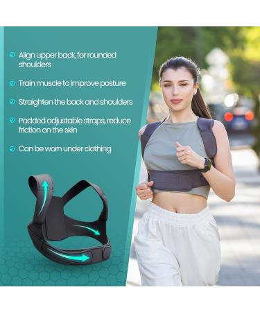 Posture Corrector for Men & Women - Adjustable Back Brace for Neck Shoulder Pain Relief & Spine Alignment - Medium Gray - Buy Online on GoSupps.com