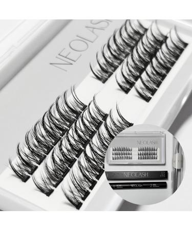 NEOLASH 54 Clusters False Lashes Soft Natural Fluffy Wispy Hybrid Individual with Eyelash Glue and Tweezers Go-to Set