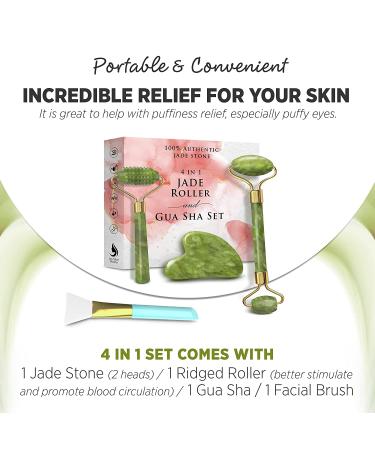 Jade Roller and Gua Sha Set for Face | Facial Tools for Massage and Skincare | Jade Roller & GuaSha Facial Beauty Kit - Buy Online on GoSupps.com