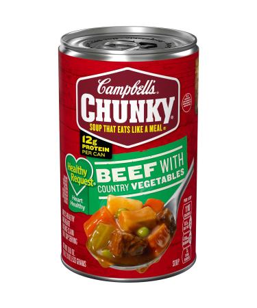 Campbells Chunky Healthy Request Soup, Beef Soup With Country Vegetables, 18.8 Ounce Can