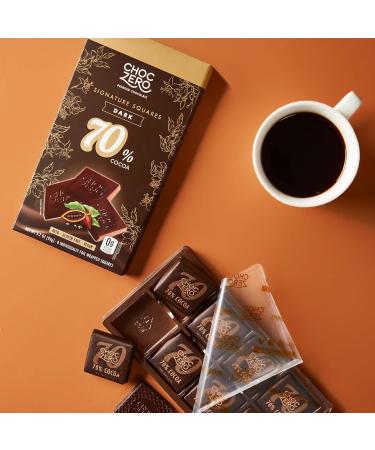 ChocZero Squares 70% Cocoa Special Vegan Dark Chocolate - Keto Friendly, Sugar-Free (4 bags, 32 snack pieces) - Buy Online on GoSupps.com