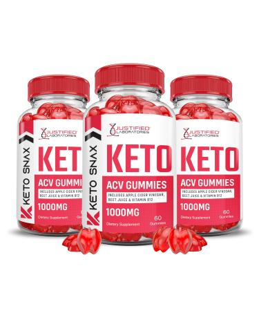 (3 Pack) Keto Snax Keto ACV Gummies Advanced Formula 1000MG Keto Snax Keto Gummies Apple Cider Vinegar Formulated with Pomegranate Beet Juice Powder B12 Vegan Non GMO 120 Gummys 60 Count (Pack of 3)