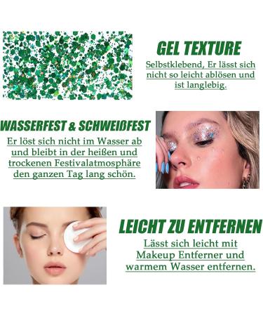  EONFAVE 50ml Mermaid Green Glitter Body Gel Festival Makeup Face Hair Body Nail Powder Holographic Thick Glitter Powder Durable Waterproof - Buy Online on GoSupps.com