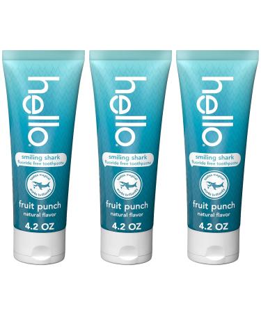 hello Smiling Shark Fluoride Free Kids Toothpaste - Natural Fruit Punch - 4.2 Oz - Pack of 3