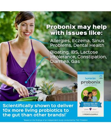 Organic Probonix Probiotics for Adults | Non-GMO Liquid Drops | 12 Live Strains incl. Lactobacillus Acidophilus | Helps Gas, IBS, Lactose Intolerance | Grape Flavor | 1 Month Supply - 0.5 Fl Oz - Buy Online on GoSupps.com