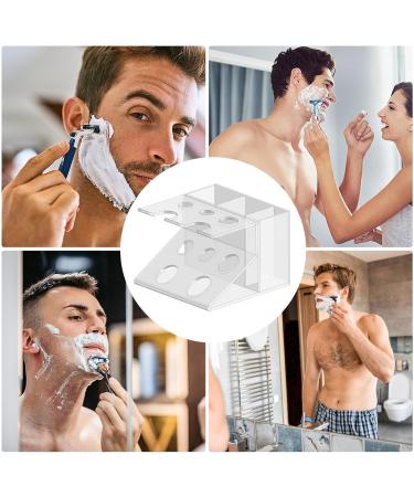 Clear Acrylic Razor Holder & Brush Stand | Multifunctional Cosmetic Organizer for Razors Toothbrushes and Shaving Cream - Buy Online on GoSupps.com