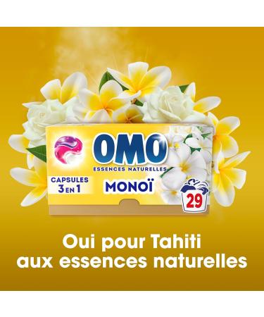 OMO - Liquid laundry detergent in 3 in 1 capsules Yes for Tahiti - 87 washes - Monoi - sparkling cleanliness & long-lasting fragrance - Buy Online on GoSupps.com