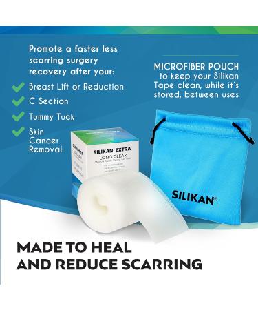 Silikan Clear Extra-Long Silicone Gel Scar Tape - Reusable Water-Resistant Healing Strips for Surgical Scars, C-Section, Tummy Tuck, Face, Neck - Scar Treatment Post Surgery - Buy Online on GoSupps.com