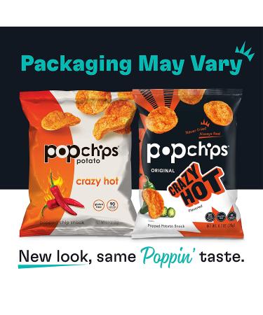 Popchips Potato Chips Crazy Hot 0.7oz 12ct Single Serve - Low-Calorie, Kosher, Gluten-Free, Healthy Snacks for Adults & Children - Non-Fried, 3g Fat, 90 Calories Per Bag (Pack of 12) - Buy Online on GoSupps.com