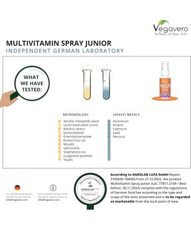 Buy Vegavero Multivitamin Spray for Children | Sugar-Free & No Additives | Supports Immune System | Ages 1-13 | 11 Essential Vitamins - Buy Online on GoSupps.com