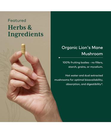 GAIA HERBS PRO Lion's Mane Mushroom - Supports Brain & Neurological Health* - Organic Mushrooms - 2 500mg Per Serving - Gluten-Free - 60 Capsules (30 Servings) - Buy Online on GoSupps.com