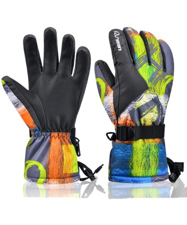 Ski Gloves,RunRRIn Winter Warmest Waterproof and Breathable Snow Gloves for Mens,Womens,Ladies and Kids Skiing,Snowboarding XL(Fits Mens'Size) Grey