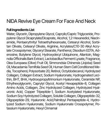 NIDA Revive Eye Cream For Face And Neck | Probiotic Solution Retinal Peptide | Wrinkles Fine Lines Cell Turnover Firm Skin Texture Radiant Skin Moisture Retention | 1.35 fl. oz. 40ml - Buy Online on GoSupps.com