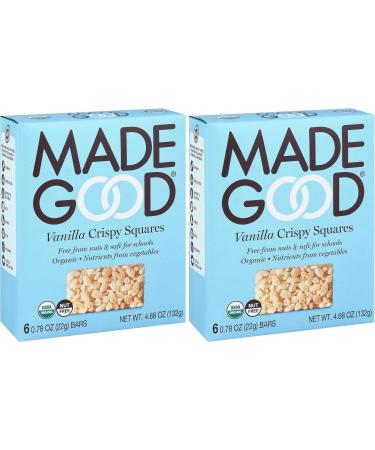 MadeGood Vanilla Crispy Squares Lot de 2 6 collations saines 22 1 g Vanille Pack of 2