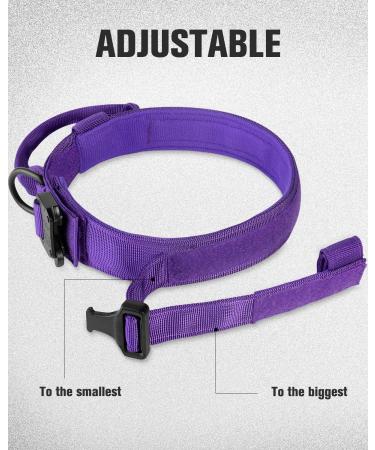 Joytale Tactical Dog Collar - Large Purple Dog Collar with Handle & QR Code Tag for XL Dogs - Buy Online on GoSupps.com